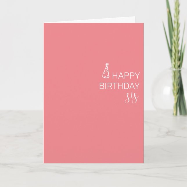 Tarjeta Feliz cumpleaños hermana minimalista simple (Anverso)