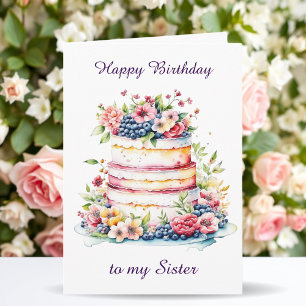 Tarjeta Feliz cumpleaños, hermana Personalizado sensoria