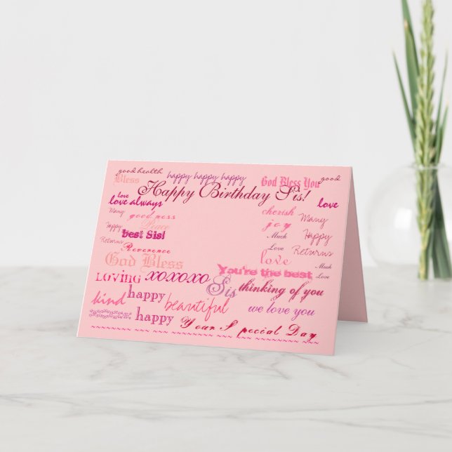 Tarjeta "¡Feliz cumpleaños, hermana!"tarjeta (Anverso)