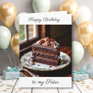 Tarjeta Feliz Cumpleaños Hermana Torta de Chocolate