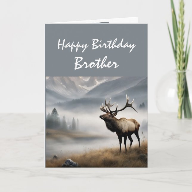 Tarjeta Feliz cumpleaños hermano alce que es destacado (Anverso)