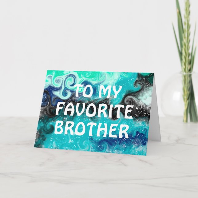 Tarjeta Feliz cumpleaños hermano | Azul, Verde azulado y n (Anverso)