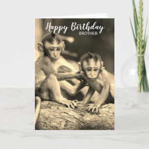Tarjeta Feliz cumpleaños Hermano Cute Monos Cumpleaños