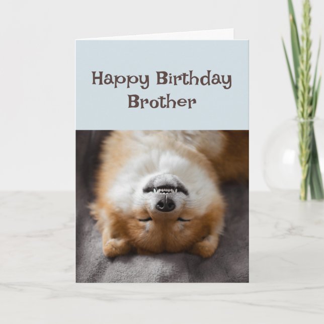 Tarjeta ¡Feliz cumpleaños hermano Fiesta divertido de perr (Anverso)