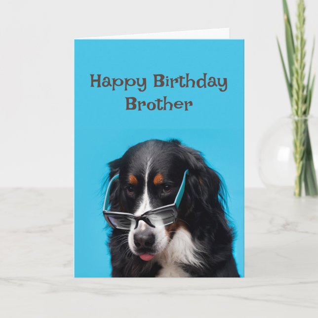 Tarjeta ¡Feliz cumpleaños hermano Fiesta divertido de perr (Anverso)