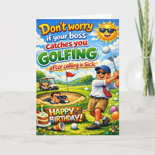 Tarjeta Feliz cumpleaños hermano golfista y su jefe