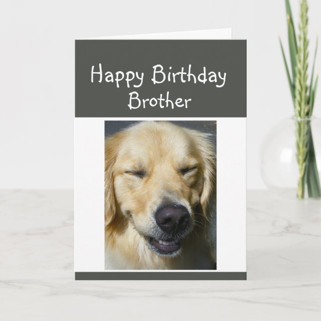 Tarjeta Feliz cumpleaños hermano mayor Diversión Perro rié (Anverso)