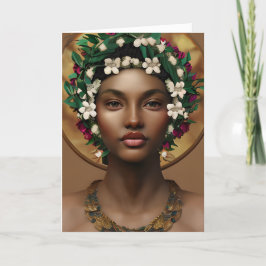 Tarjeta Feliz cumpleaños, hermosa afroamericana