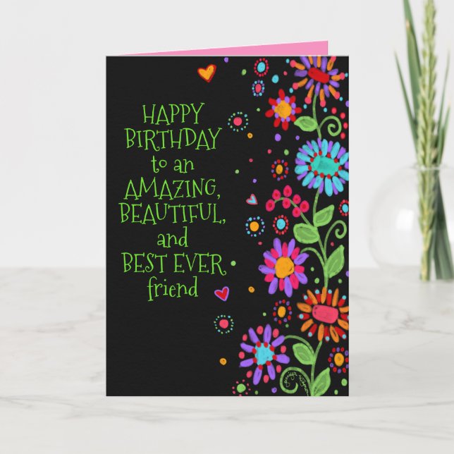 Tarjeta Feliz cumpleaños, hermosa amiga (Anverso)