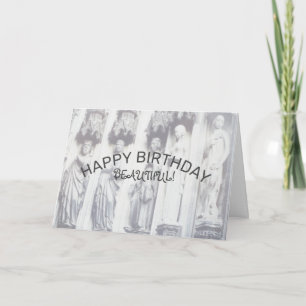 Tarjeta Feliz Cumpleaños Hermosa Estatua Monocroma Antigua