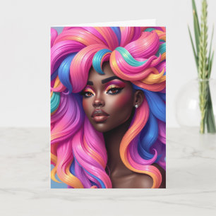 Tarjeta Feliz cumpleaños hermosa mujer negra hermana reina