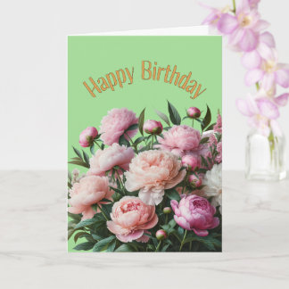 Tarjeta Feliz Cumpleaños Hermosas Peonías