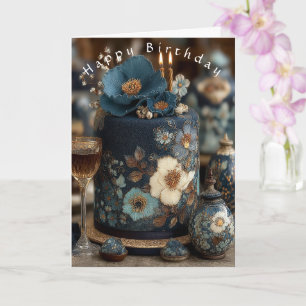 Tarjeta Feliz Cumpleaños Hermoso Pastel de Flores Blancas 