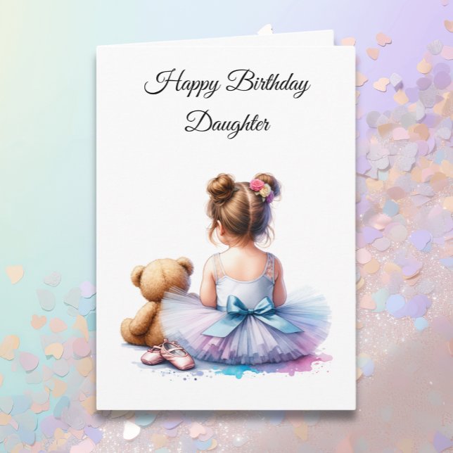 Tarjeta Feliz cumpleaños, hija | Ballerina y Teddy (Subido por el creador)
