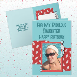 Tarjeta Feliz cumpleaños, hija de foto roja