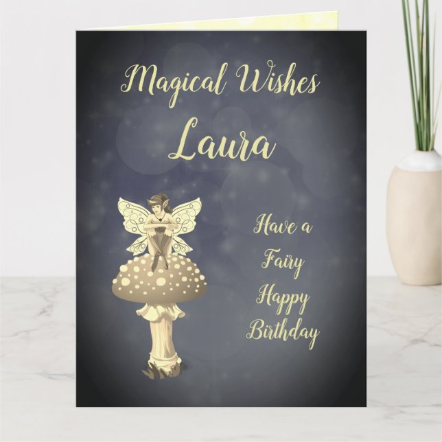 Tarjeta Feliz cumpleaños Hija Diseño de hadas (Anverso)