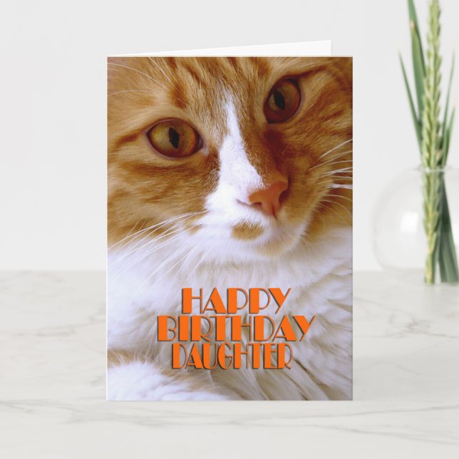 Tarjeta Feliz cumpleaños, hija, dulce gato (Anverso)