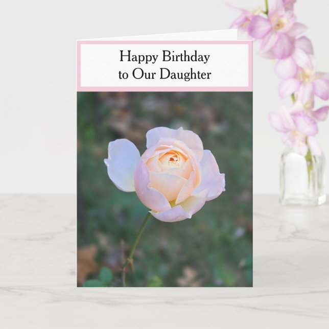 Tarjeta Feliz cumpleaños hija Pastel Roses rosados (Orquídea)