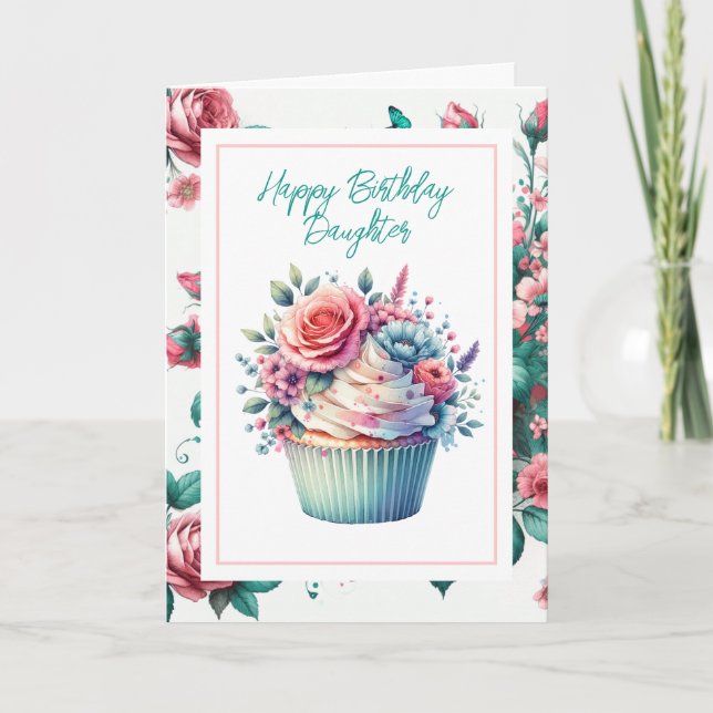 Tarjeta Feliz cumpleaños, hija | Shabby Chic Floral (Anverso)