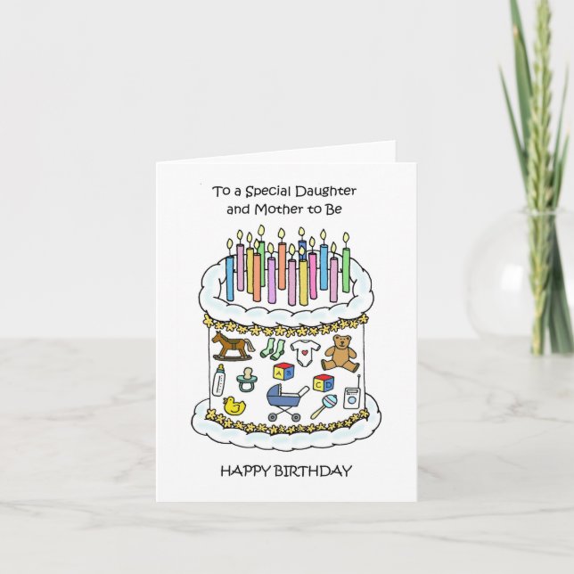 Tarjeta Feliz cumpleaños, hija y madre a ser (Anverso)