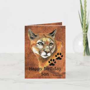 Tarjeta Feliz cumpleaños hijo Cougar, Puma, león de montañ