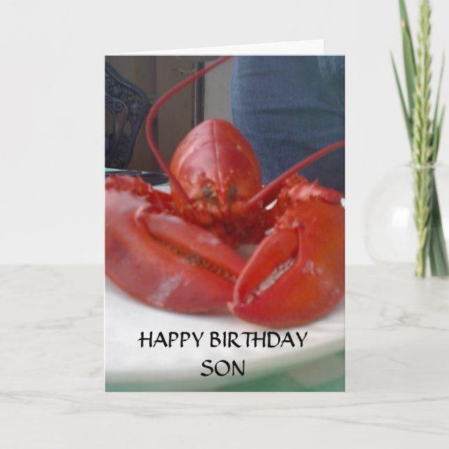 Tarjeta FELIZ CUMPLEAÑOS HIJO (Lobster parlante) (Anverso)