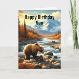 Tarjeta Feliz Cumpleaños Hijo Oso Acuarela por Stream  