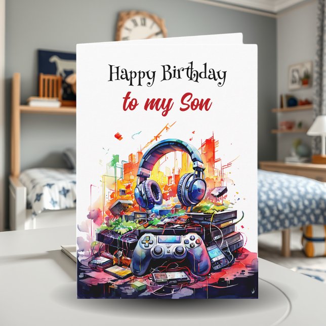 Tarjeta Feliz cumpleaños hijo | Tema del videojuego (Subido por el creador)