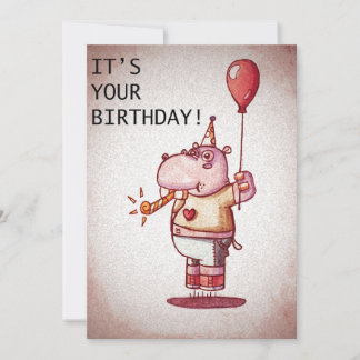 Tarjeta Feliz cumpleaños Hippo