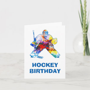 Tarjeta Feliz cumpleaños Hockey Goalie Watercolor