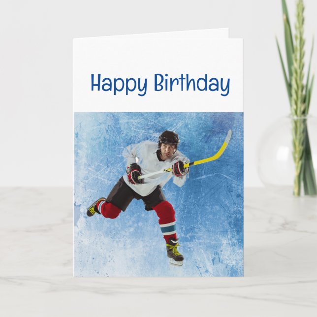 Tarjeta Feliz cumpleaños Hockey sobre hielo (Anverso)