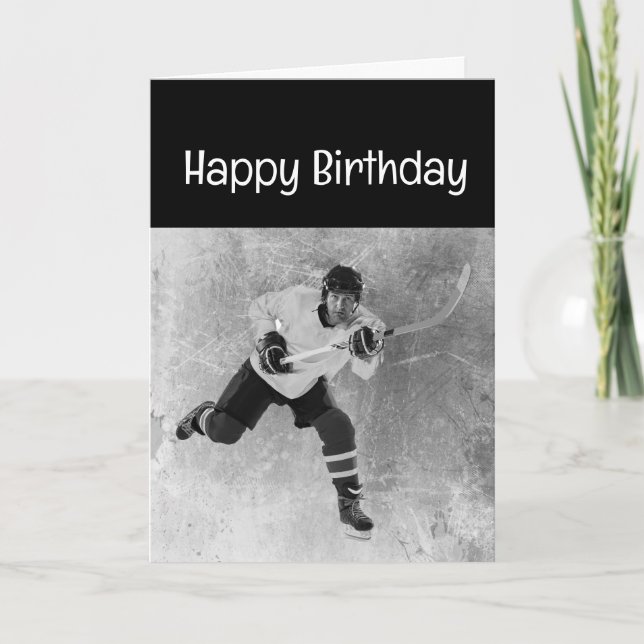Tarjeta Feliz cumpleaños Hockey sobre hielo (Anverso)