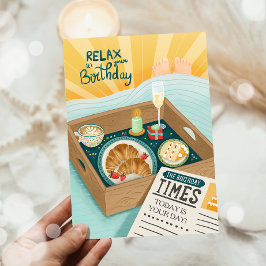 Tarjeta Feliz Cumpleaños Hombres Hombre Relajarse Tarta Es