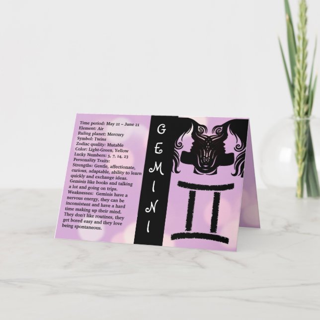 Tarjeta Feliz cumpleaños Horoscopio Rótulo Gemini (Anverso)