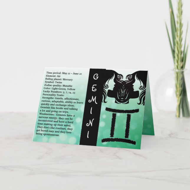 Tarjeta Feliz cumpleaños Horoscopio Rótulo Gemini (Anverso)