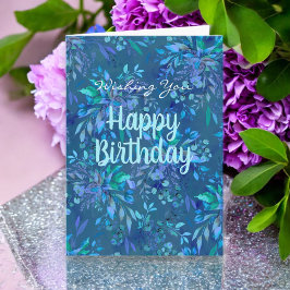 Tarjeta Feliz cumpleaños hoy y siempre floral Verde azulad