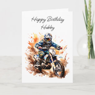 Tarjeta Feliz cumpleaños, Hubby   Motocross Bicicleta