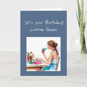 Tarjeta Feliz Cumpleaños Humor Especial de Artista Acuarel