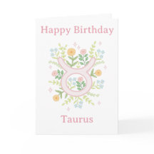 Feliz Cumpleaños Ilustración Floral Tauro