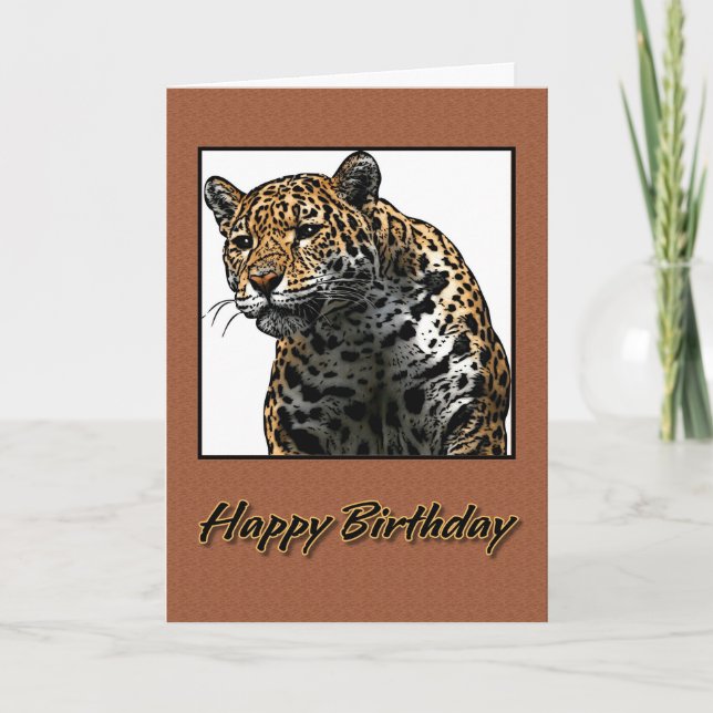 Tarjeta Feliz cumpleaños Ilustracion Jaguar (Anverso)