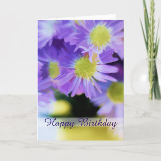 Tarjeta Feliz cumpleaños Ilustracion Purple Aster Bouquet