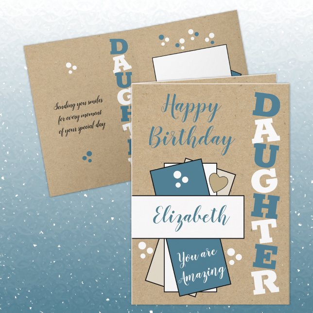 Tarjeta Feliz cumpleaños increíble Hija azul rústico (Subido por el creador)