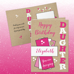 Tarjeta Feliz cumpleaños increíble Hija rosa rústica