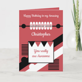 Tarjeta Feliz cumpleaños, increíble nieto rojo