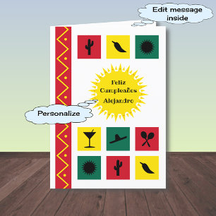Tarjeta Feliz cumpleaños inspirado en México