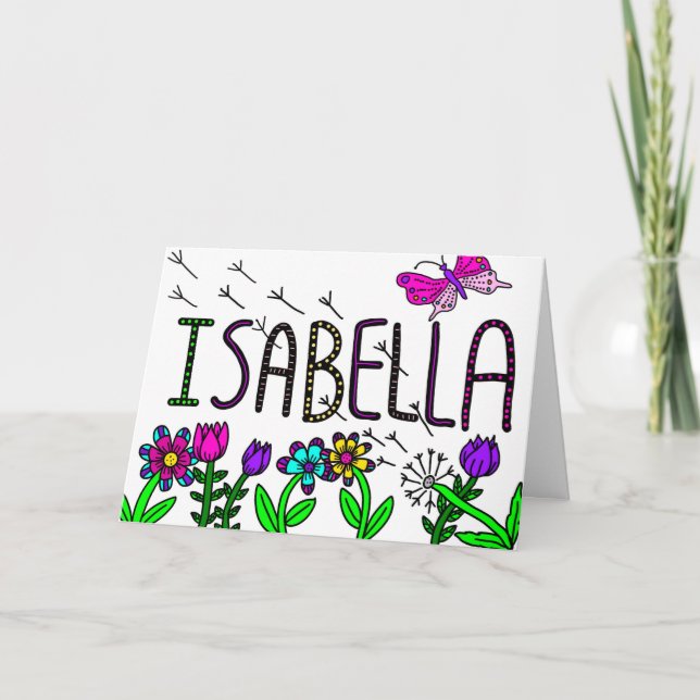 Tarjeta Feliz Cumpleaños Isabella Dulce Niña del Mundo (Anverso)