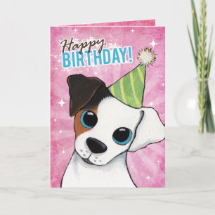 Tarjeta Feliz cumpleaños Jack Russell Fiesta Dog