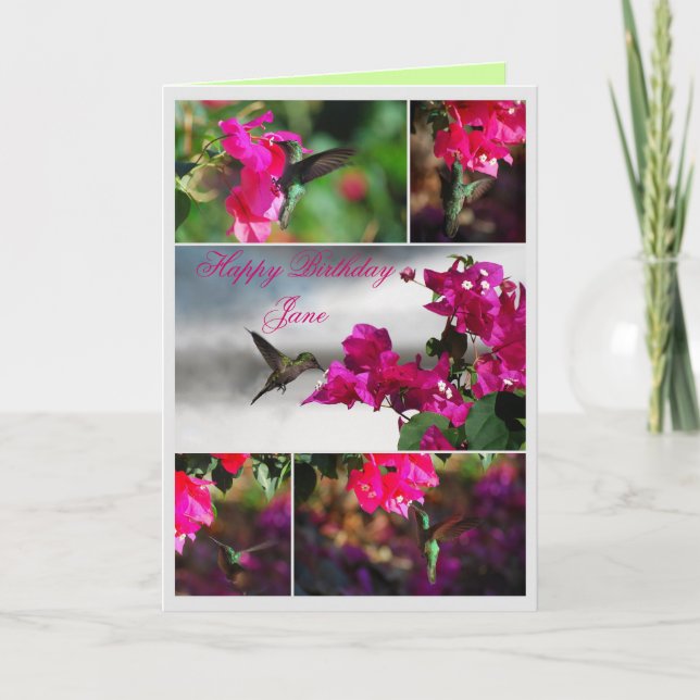 Tarjeta Feliz cumpleaños Jane Green Carib Hummingbird (Anverso)