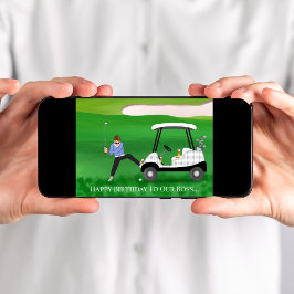 Tarjeta Feliz Cumpleaños Jefe- Golfer En Divertida Situaci