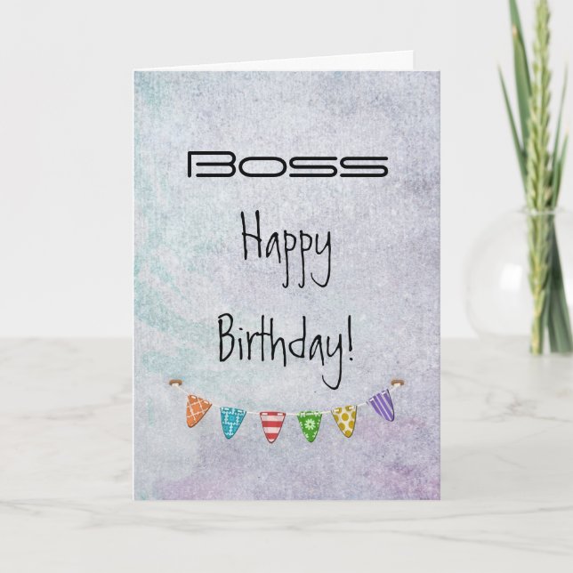 Tarjeta Feliz cumpleaños, jefe. Todos nosotros - Grunge/Fl (Anverso)